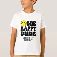 Smile Face One Happy Dude Boy 1st Birthday T-Shirt