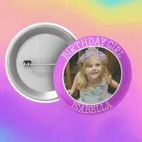 Personalized Birthday Girl | Name and Photo Button