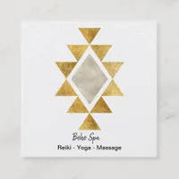 Golden Geometric Boho Square Business Card