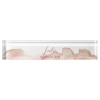 Pink Watercolor Personalized Desk Name Plate