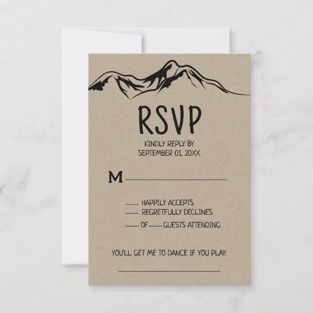 Rustic Woodsy Mountain Song Request RSVP Card