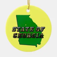 State of Georgia Map and Picture Text Ceramic Ornament