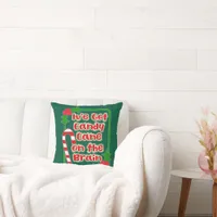 Fun Candy Cane on Brain Holiday Joy Motto Throw Pillow