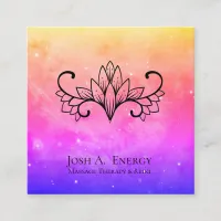 *~* Lotus Galaxy Lavender Pink Nebula Universe Square Business Card