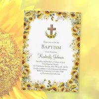 Elegant Sunflower Baptism Invitation