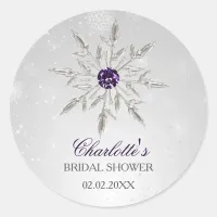 silver purple snowflakes bridal shower stickers