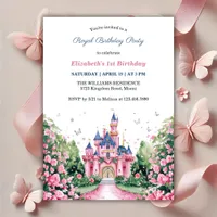 Magical Royal Princess Butterflies 1st Birthday Invitation