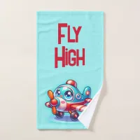 Monogrammed Cartoon plane blue | Bath Towel Set