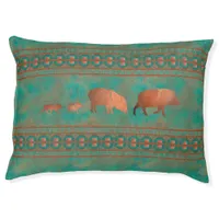 Southwest Cute Javelina Family Teal & Copper Large Pet Bed