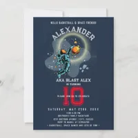 Space Astronaut Slamdunk Cool Kids Basketball Team Invitation