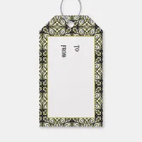 Olive and Black Filigree Patterned Gift Tags