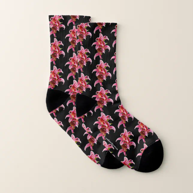 Elegant Pink Oriental Lilies Socks