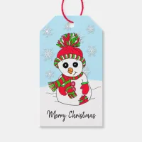 Cute Festive Snowman Pink Christmas Gift Tags