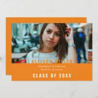 Orange Modern Typography Photo Graduation Party Invitation