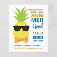 Orange and Blue Pineapple Summer Grad Party Invite Flyer