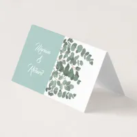 Watercolor eucalyptus green folded place card