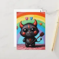 Adorable Little Devil Critter AI Art Postcard