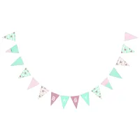 Girl Baby Shower Floral Pink and Teal Banner