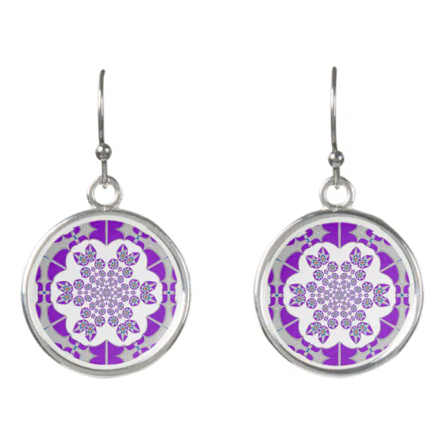 Medallion With Fermoir Geometric Kaleidoscope Earrings