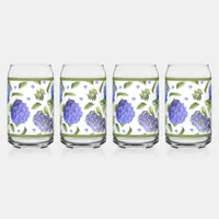 Blue Hydrangea Flowers Botanical Art Can Glass