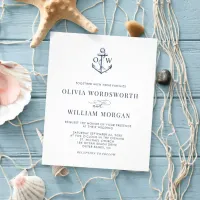 Budget Nautical Anchor Navy White Wedding Invite Flyer