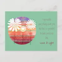 Thank you message with flowers and sunset postcard