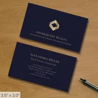 Navy Blue and Gold Luxury Logo Business Card