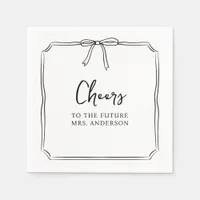 Elegant Bow Personalized Cheers Bridal Shower  Napkins