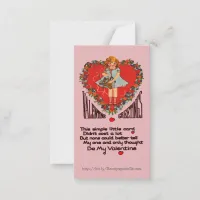 Vintage Valentines Heart Wreath & Girl Vert Cards