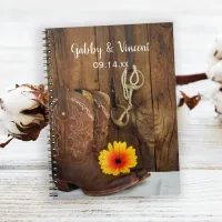 Cowboy Boots, Daisy Horse Bit Country Wedding Notebook