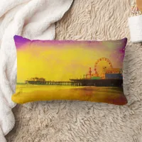 Yellow and Purple Santa Monica Pier Lumbar Pillow