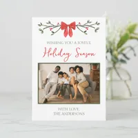 Personalized Holiday Family Photo Card with Bow