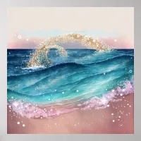 *~* AP60 Sparkle Coastal Ocean Sea Beach Wave Sand Poster