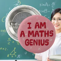 I am a Maths Genius Mathematics teacher Button