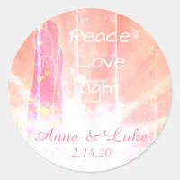 *~* Blushing Pink Healing Energy Hand Rays Classic Round Sticker