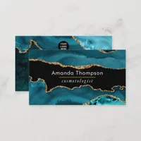 Turquoise - Teal and Gold Geode Agate Stone Busine Business Card