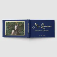 Elegant Modern Navy Gold Photo Quincea&#241;era Foil Guest Book