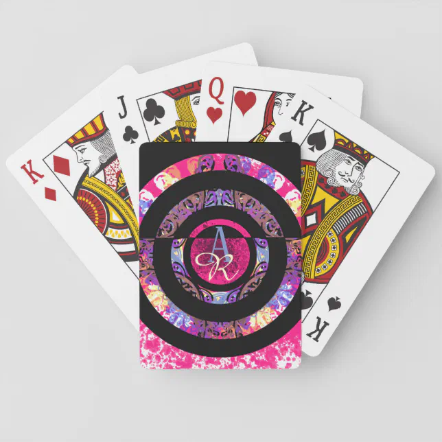 Pink modern mandala poker cards