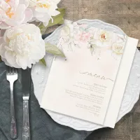 French Romance Wedding Menu Floral Blush ID870