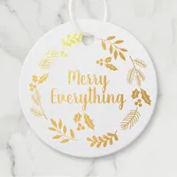 Holly Berry Pine Wreath Merry Everything Photo  Foil Favor Tags