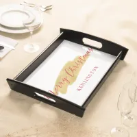Stylish Gold Foil Merry Christmas Typography Serving Tray