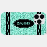 Aqua Glitter Crayon Custom Name iPhone / iPad case