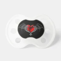 Goth Heart with Bat Wings Pacifier