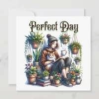 Perfect Day | Girl Reading with Cat and Plants