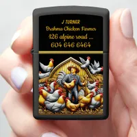 Leghorn Chicken Farmer in a Colorful Barn Zippo Lighter