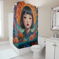 Serenity at Sunset: Traditional Chinese Garden Art Shower Curtain