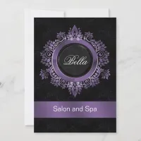 purple damask Business Thank You Cards