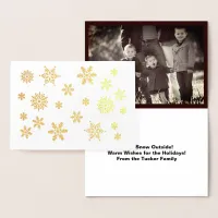 Shiny Snowflakes Let It Snow Add Photo, Your Name Foil Card