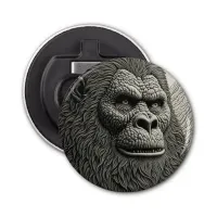 Abstract Bigfoot in Black and White Ai Art Bottle Opener