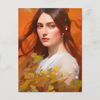 Portrait of a Woman in Autumn Postcard